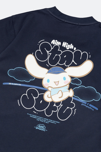 Aim Higher Club ♥ Cinnamoroll Kids Aim High Stay Soft Unisex Tee/ Navy - GROGROCERY