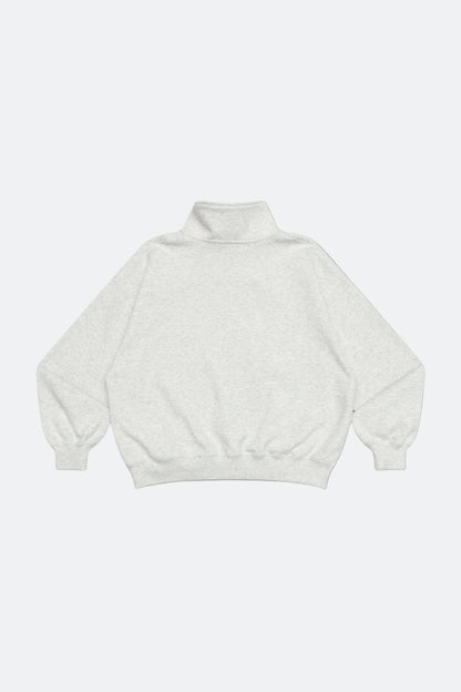 Aim Higher Club ♥ Cinnamoroll Monogram College Patch Half Zip Sweater/ Light Flecking Grey - GROGROCERY