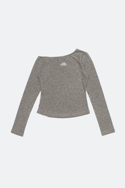 Aim Higher Club ♥ Cinnamoroll On The Bar Drop Shoulder Women Soft Top/ Flecking Grey - GROGROCERY