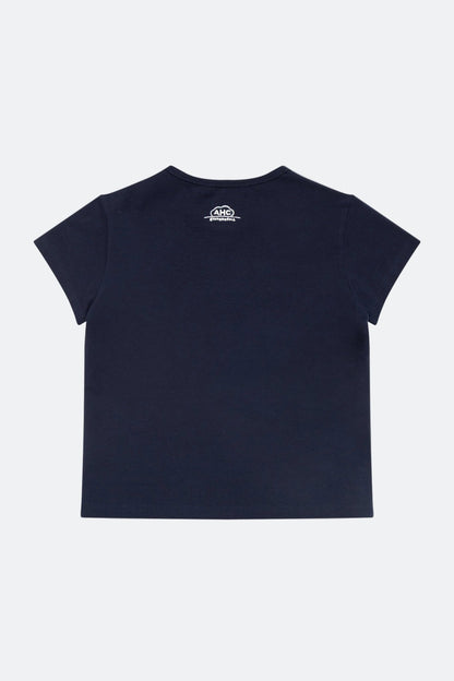 Aim Higher Club ♥ Cinnamoroll On The Bar Embroidery Women Fitted Tee /Navy - GROGROCERY