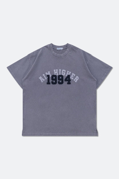 Aim Higher Club College Emblem Unisex Tee / Wash Light Charcoal - GROGROCERY