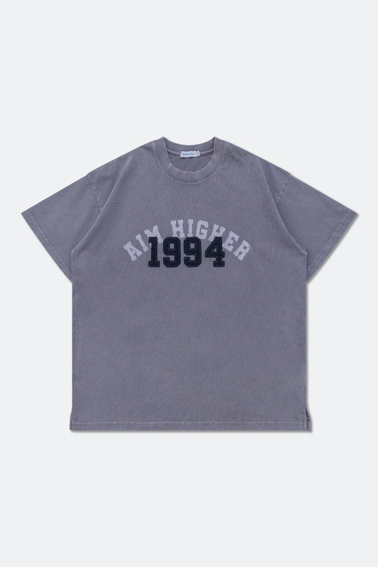 Aim Higher Club College Emblem Unisex Tee / Wash Light Charcoal - GROGROCERY