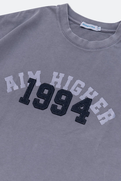 Aim Higher Club College Emblem Unisex Tee / Wash Light Charcoal - GROGROCERY