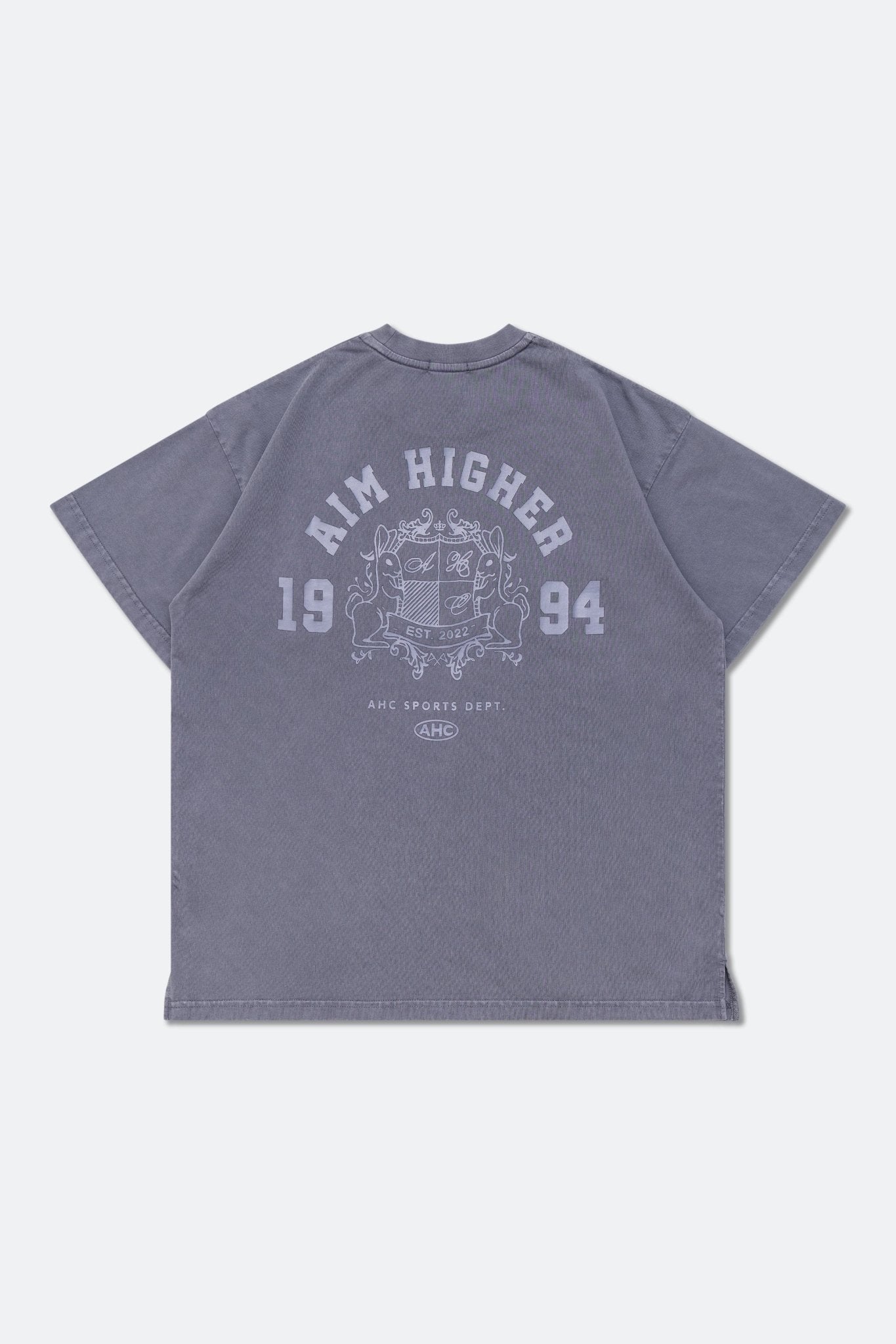 Aim Higher Club College Emblem Unisex Tee / Wash Light Charcoal - GROGROCERY