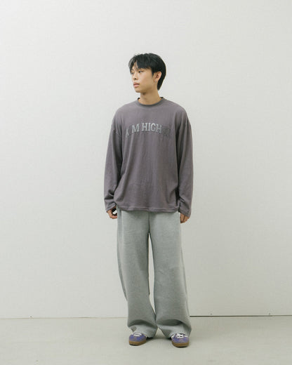 Aim Higher Club College Unisex Long Tee/ Grey - GROGROCERY