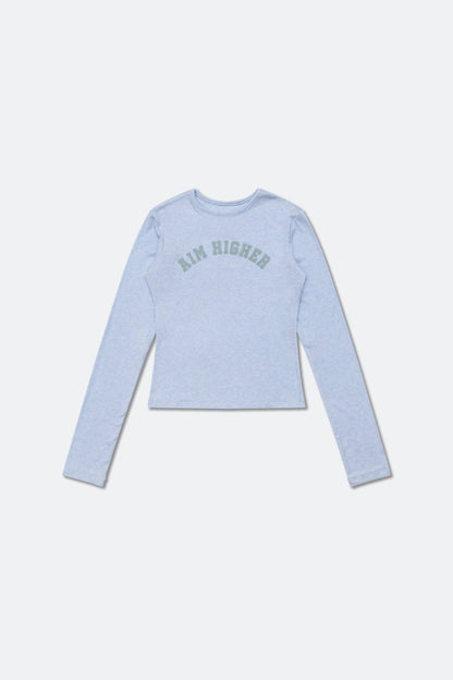 Aim Higher Club College Women Long Sleeve Top/ Heather Baby Blue - GROGROCERY
