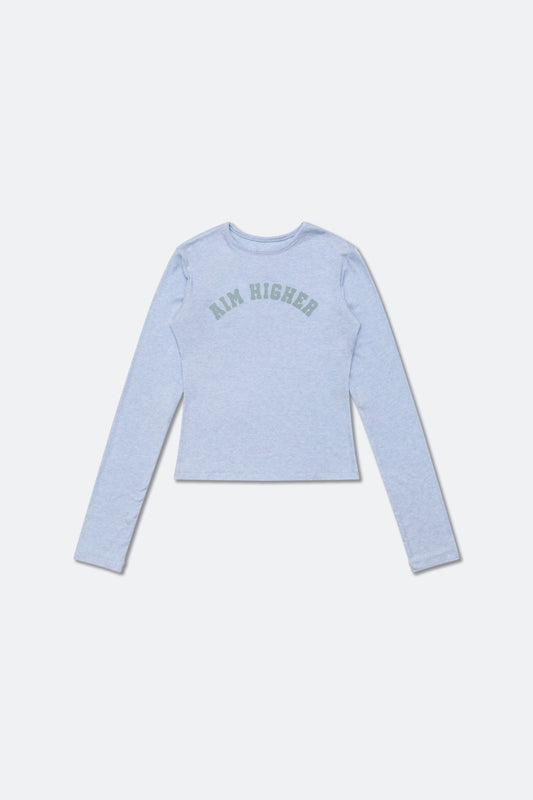 Aim Higher Club College Women Long Sleeve Top/ Heather Baby Blue - GROGROCERY