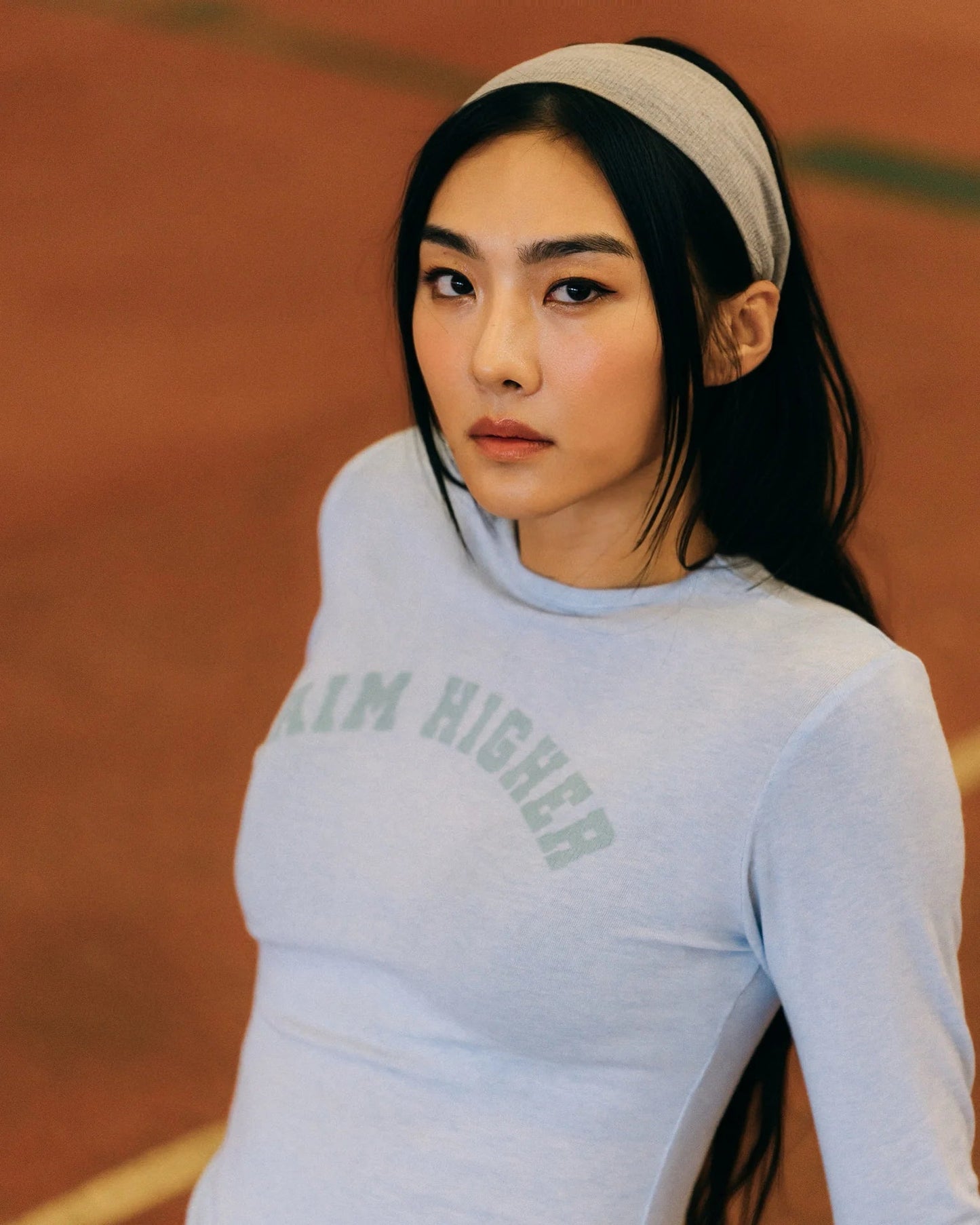 Aim Higher Club College Women Long Sleeve Top/ Heather Baby Blue - GROGROCERY