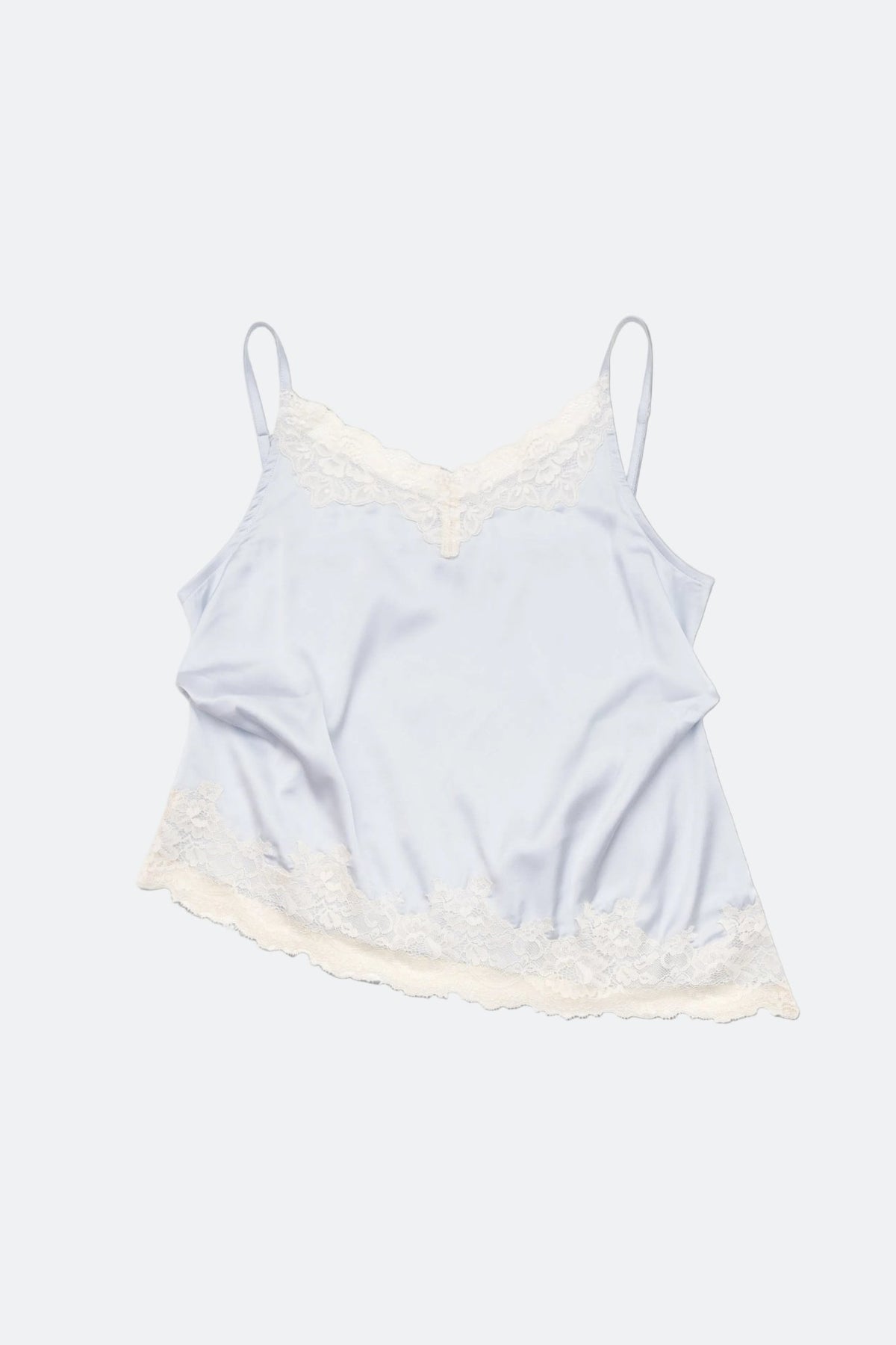 Aim Higher Club Core Asymmetric Lace Camisole Top/ Baby Blue - GROGROCERY