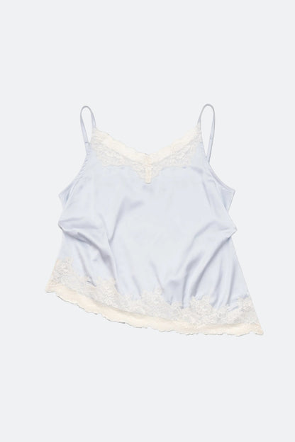 Aim Higher Club Core Asymmetric Lace Camisole Top/ Baby Blue - GROGROCERY