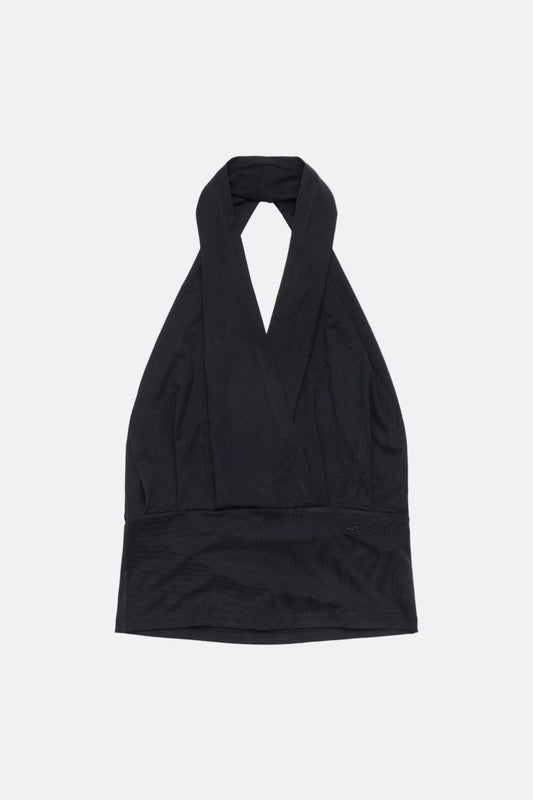 Aim Higher Club Core Cowl Neck Halter Top / Black - GROGROCERY