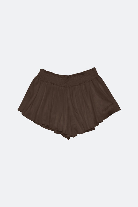 Aim Higher Club Core Flare Ruffle Shorts/ Chocolate - GROGROCERY