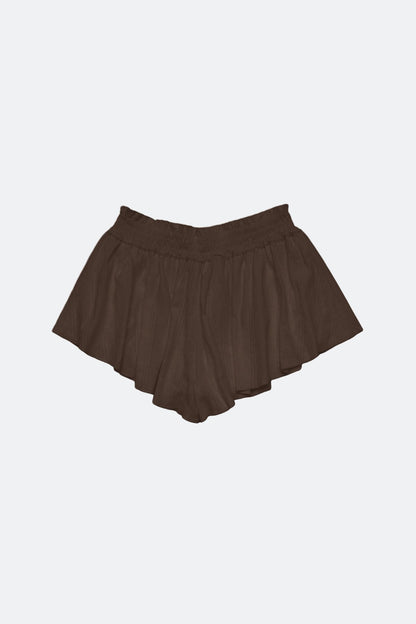 Aim Higher Club Core Flare Ruffle Shorts/ Chocolate - GROGROCERY