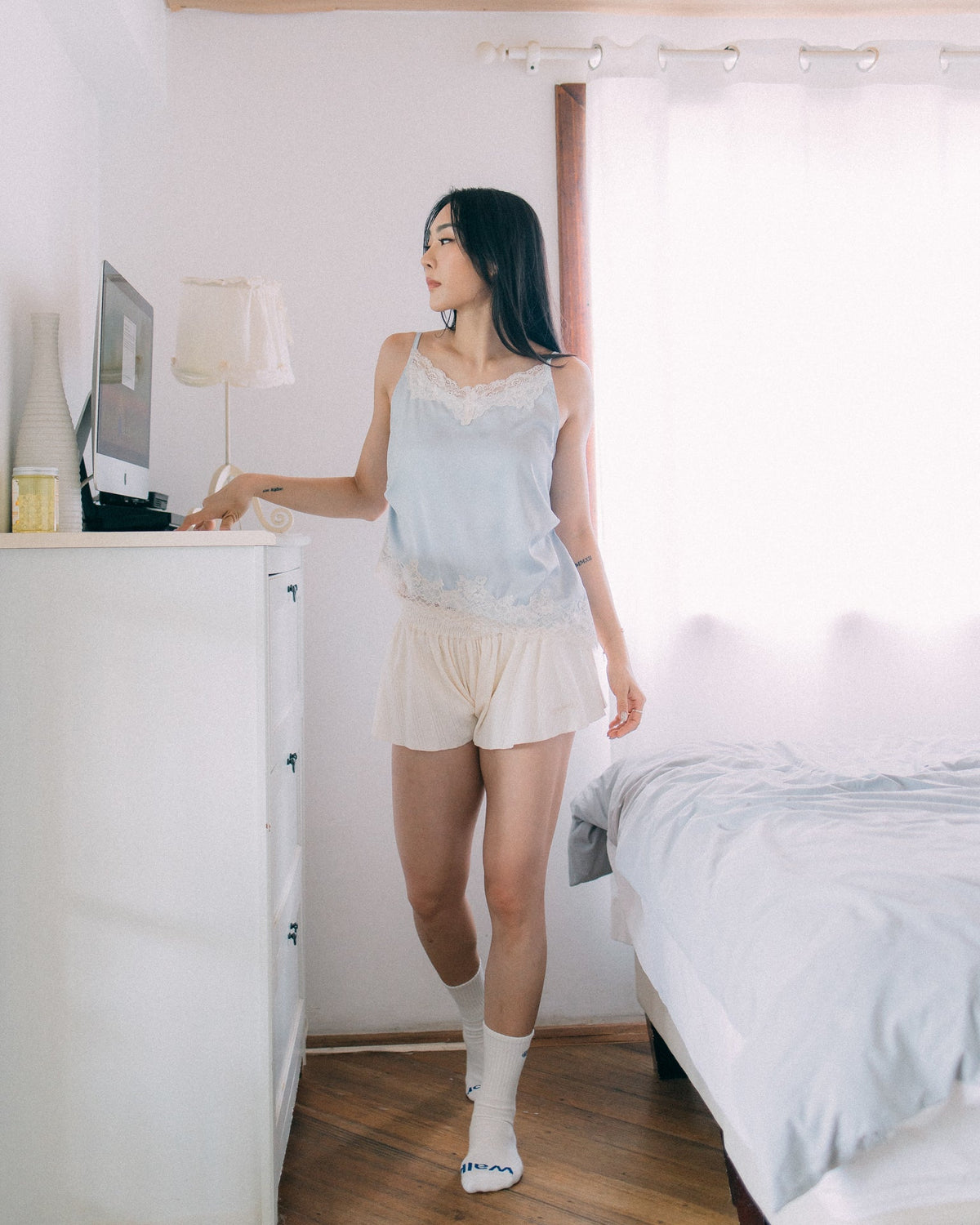 Aim Higher Club Core Flare Ruffle Shorts/ Off White - GROGROCERY
