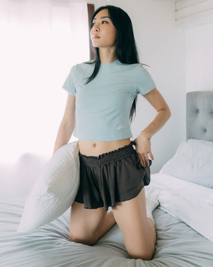 Aim Higher Club Core Lace-trim Women Tee/ Aqua - GROGROCERY