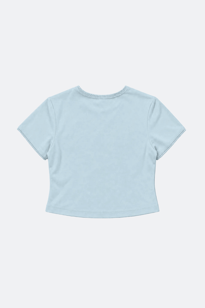 Aim Higher Club Core Lace-trim Women Tee/ Aqua - GROGROCERY