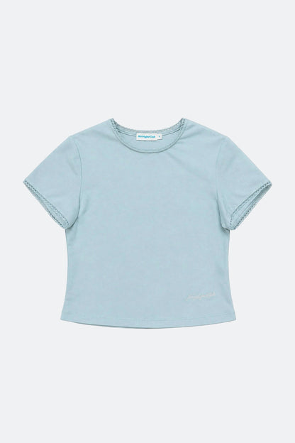 Aim Higher Club Core Lace-trim Women Tee/ Aqua - GROGROCERY