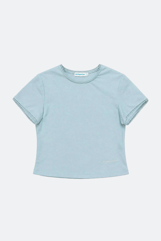 Aim Higher Club Core Lace-trim Women Tee/ Aqua - GROGROCERY