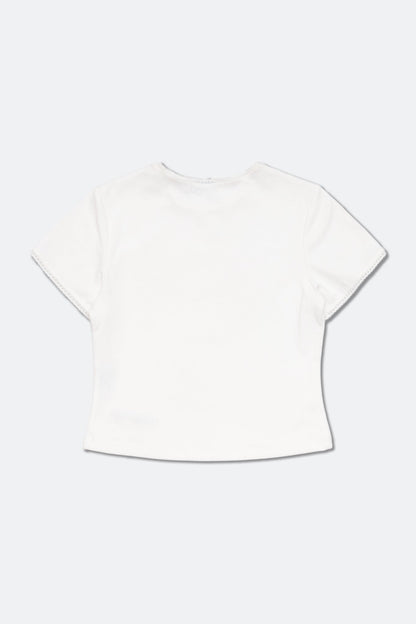 Aim Higher Club Core Lace-trim Women Tee/ Off White - GROGROCERY