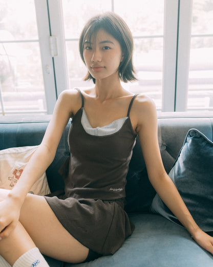 Aim Higher Club Core Layered Camisole/ Chocolate-Pale Baby Blue - GROGROCERY