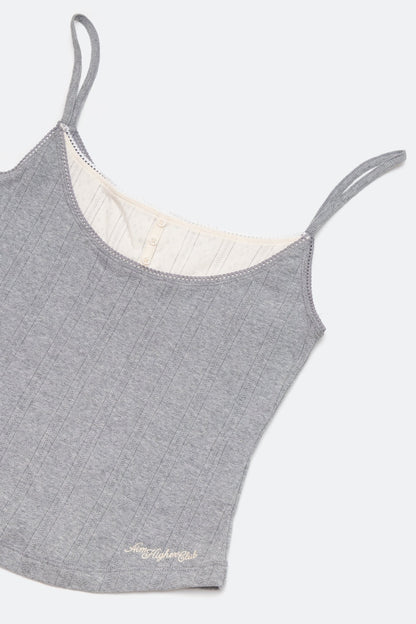 Aim Higher Club Core Layered Camisole/ Grey-Off White - GROGROCERY