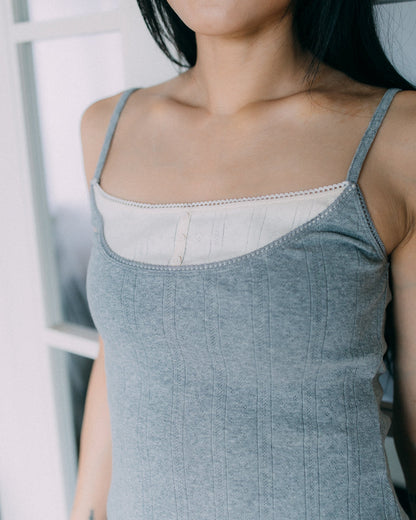 Aim Higher Club Core Layered Camisole/ Grey-Off White - GROGROCERY