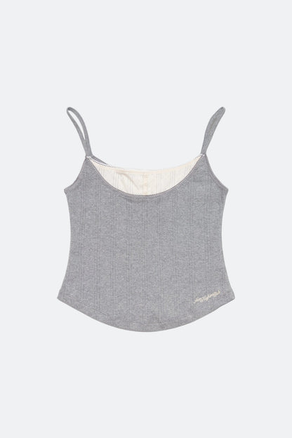 Aim Higher Club Core Layered Camisole/ Grey-Off White - GROGROCERY