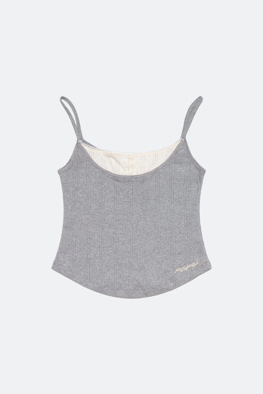 Aim Higher Club Core Layered Camisole/ Grey-Off White - GROGROCERY