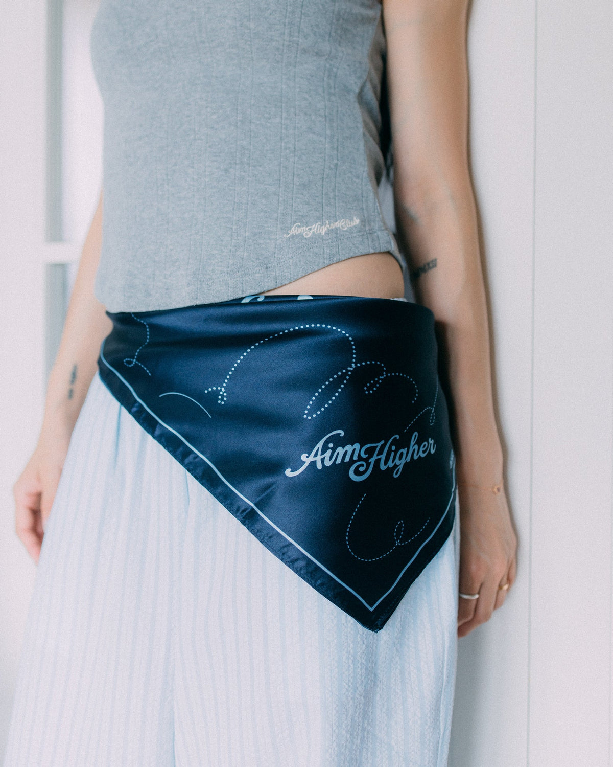 Aim Higher Club Core Satin Bandana/ Navy - GROGROCERY