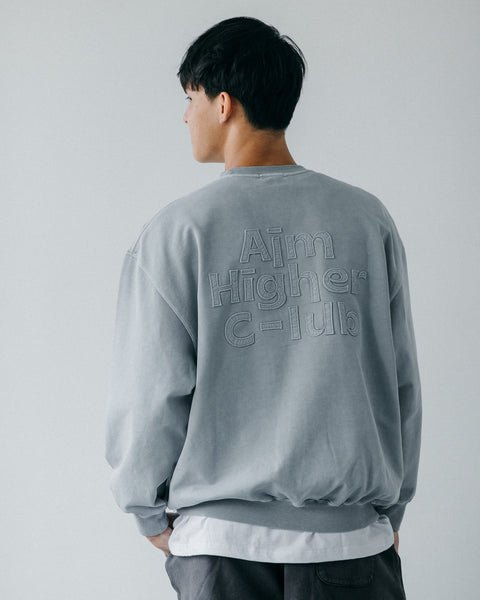 Aim Higher Club Crewneck Sweatshirt/ Washed Powder Blue Grey - GROGROCERY