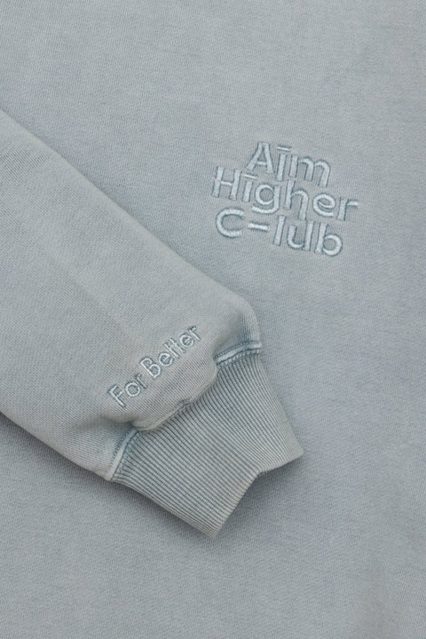 Aim Higher Club Crewneck Sweatshirt/ Washed Powder Blue Grey - GROGROCERY