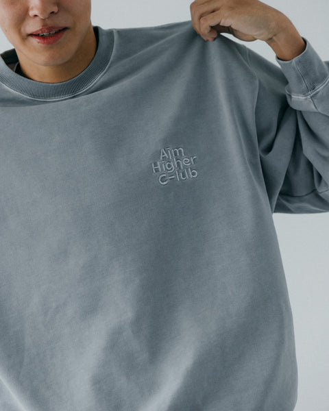 Aim Higher Club Crewneck Sweatshirt/ Washed Powder Blue Grey - GROGROCERY