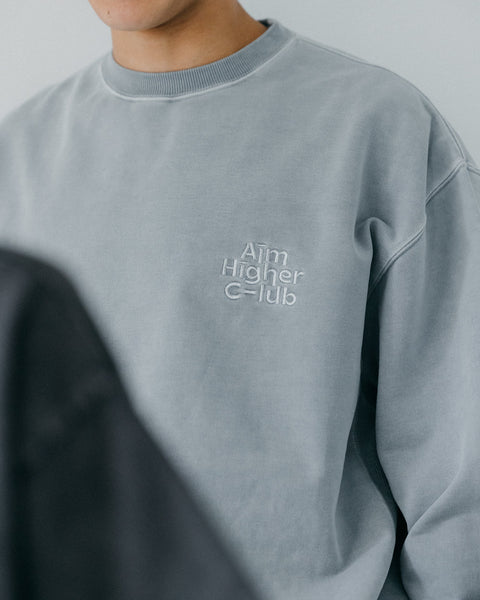 Aim Higher Club Crewneck Sweatshirt/ Washed Powder Blue Grey - GROGROCERY