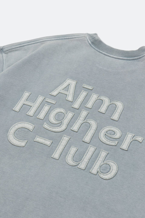 Aim Higher Club Crewneck Sweatshirt/ Washed Powder Blue Grey - GROGROCERY