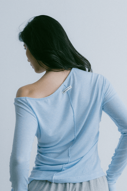 Aim Higher Club Essential Drop Shoulder Tencel™ Soft Top / Flecking Baby Blue - GROGROCERY
