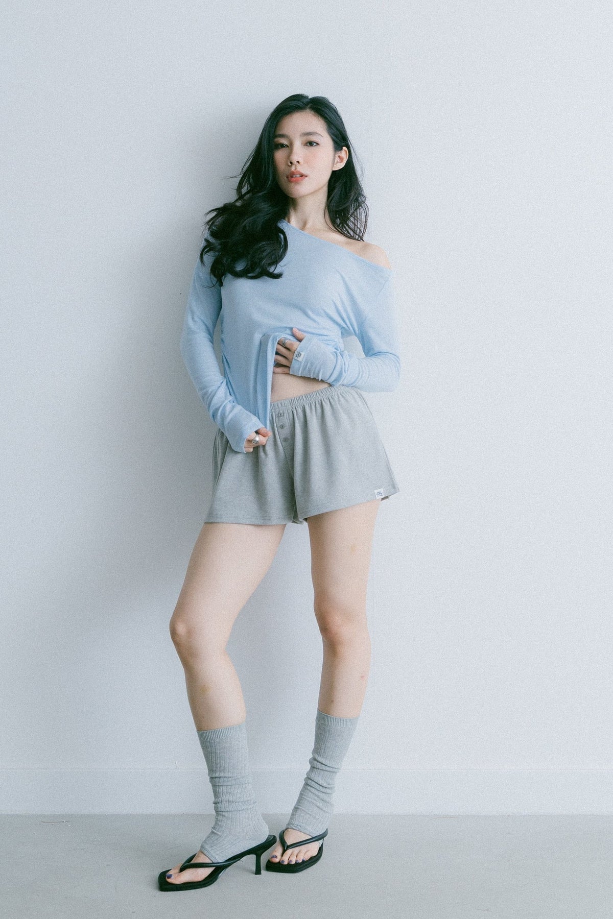Aim Higher Club Essential Drop Shoulder Tencel™ Soft Top / Flecking Baby Blue - GROGROCERY