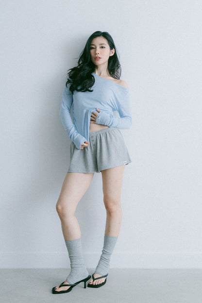 Aim Higher Club Essential Drop Shoulder Tencel™ Soft Top / Flecking Baby Blue - GROGROCERY