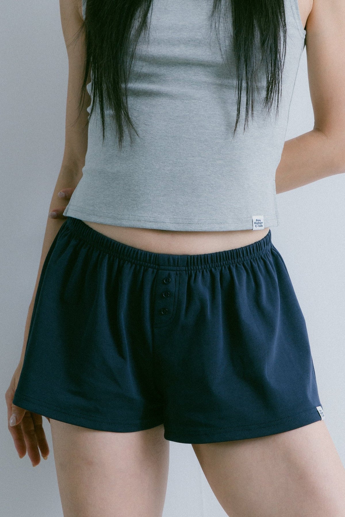 Aim Higher Club Essential Flare Mini Shorts/ Navy - GROGROCERY