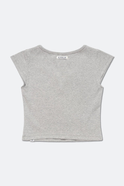 Aim Higher Club Essential V Neck Crop Tee/ Flecking Grey - GROGROCERY
