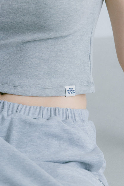 Aim Higher Club Essential V Neck Crop Tee/ Flecking Grey - GROGROCERY
