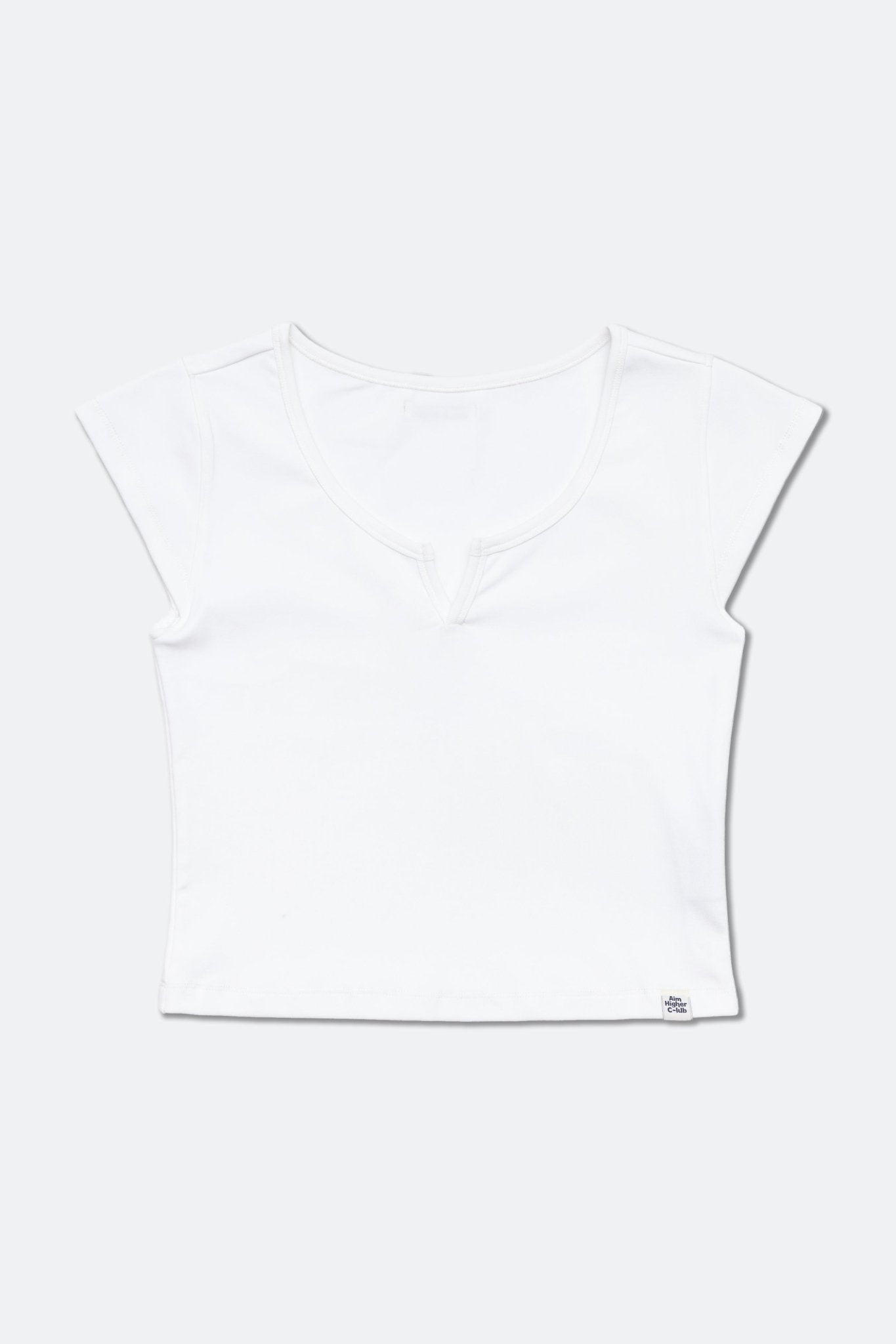 Aim Higher Club Essential V Neck Crop Tee/ Off White - GROGROCERY