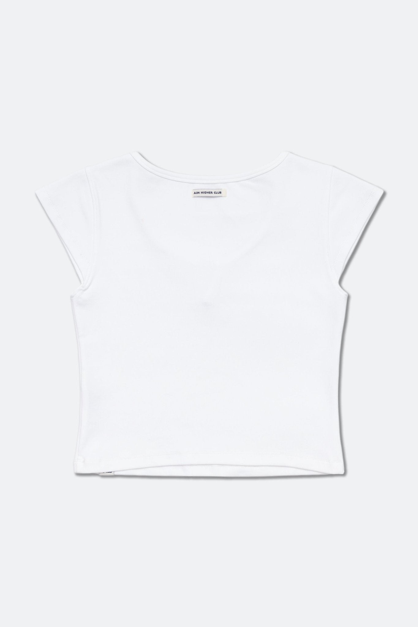 Aim Higher Club Essential V Neck Crop Tee/ Off White - GROGROCERY