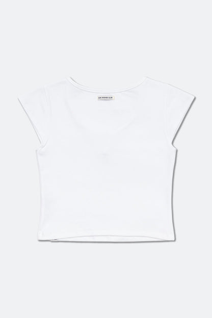 Aim Higher Club Essential V Neck Crop Tee/ Off White - GROGROCERY