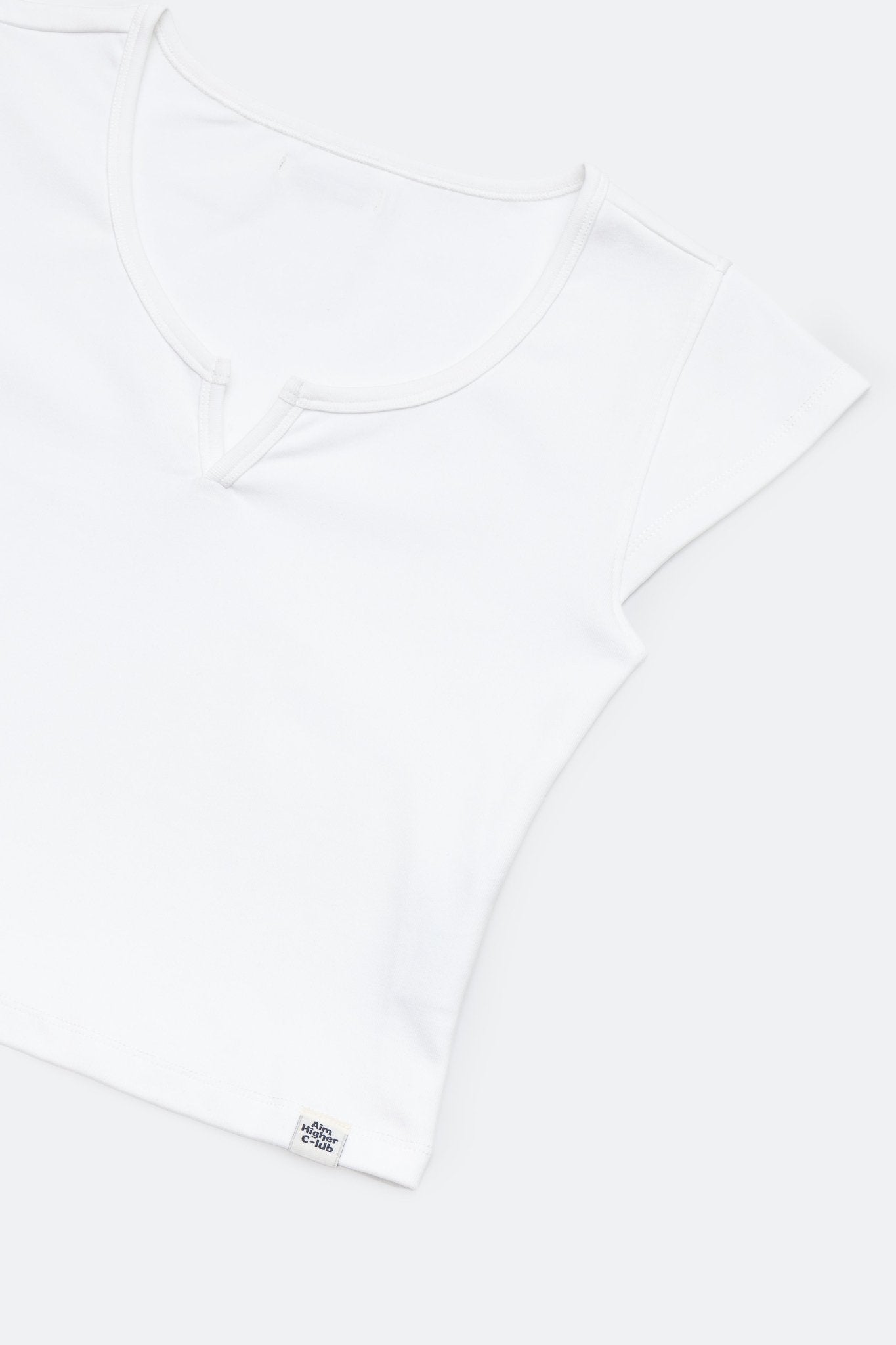 Aim Higher Club Essential V Neck Crop Tee/ Off White - GROGROCERY