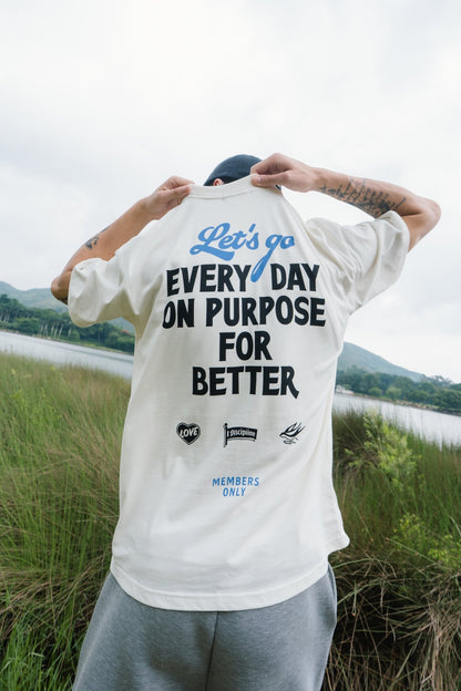 Aim Higher Club Everyday on Purpose Unisex Graphic Tee/ Cream - GROGROCERY