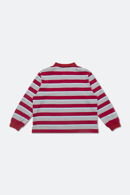 Aim Higher Club Faculty of Sports Emblem Cropped Stripe Poloshirt/ Grey - burgundy - GROGROCERY