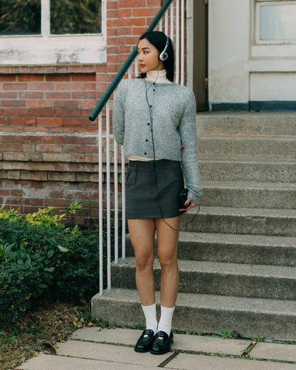 Aim Higher Club Faculty of Sports Knit Crewneck Cropped Cardigan/ Grey - GROGROCERY