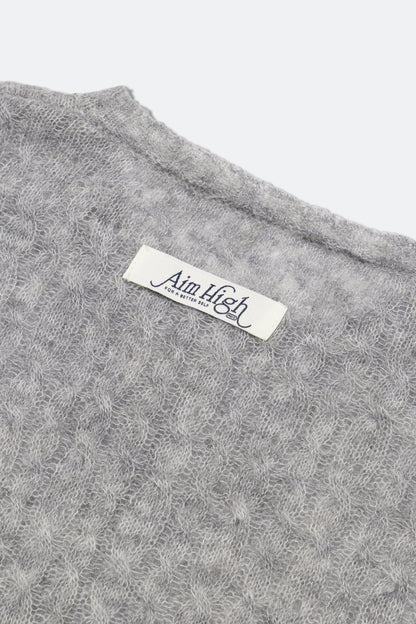 Aim Higher Club Faculty of Sports Knit Crewneck Cropped Cardigan/ Grey - GROGROCERY