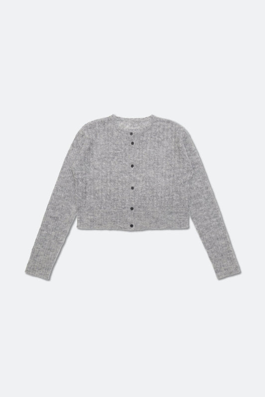 Aim Higher Club Faculty of Sports Knit Crewneck Cropped Cardigan/ Grey - GROGROCERY