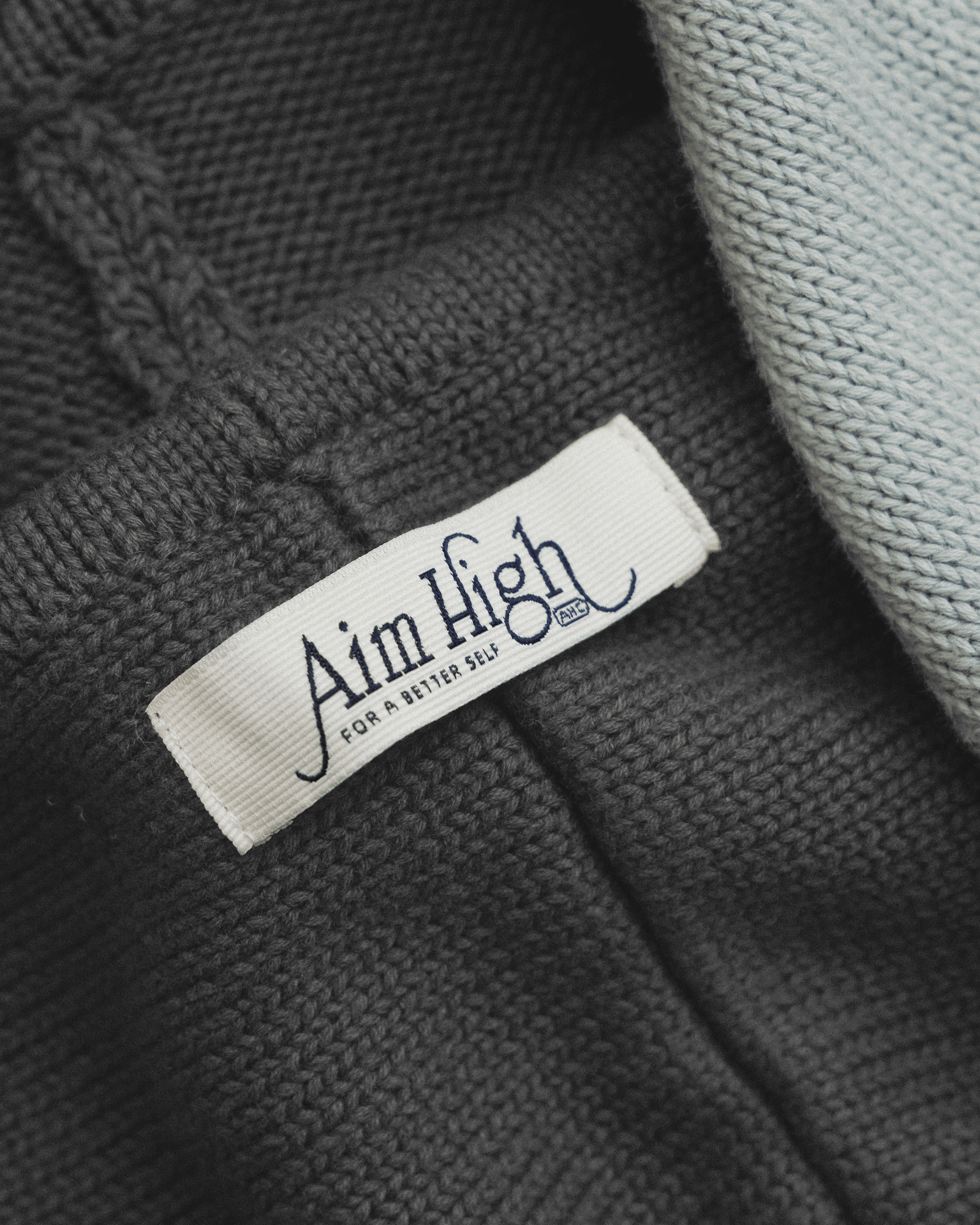 Aim Higher Club Full - Zip Hooded Cardigan/ Dark Grey - GROGROCERY